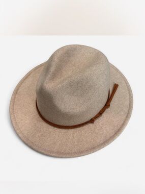 Forever 21 Tan Felt Fedora with Brown Leather Band